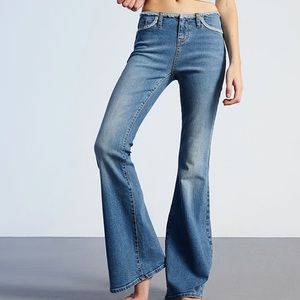 PacSun dark blue no waistband low rise flare jeans